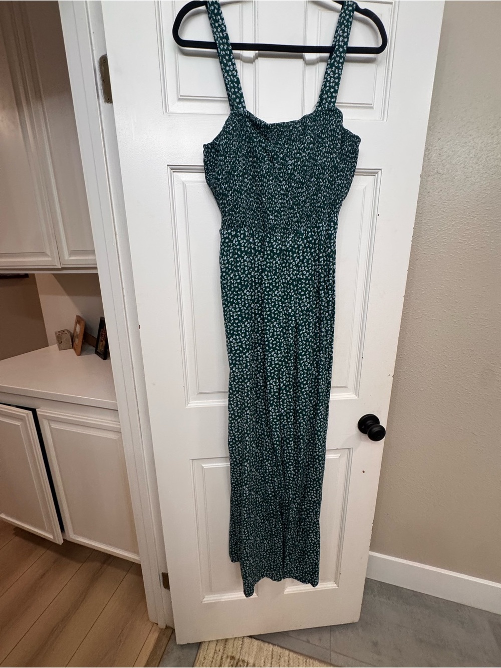 Amazon Green Floral Smocked Wide-Leg Jumpsuit XL